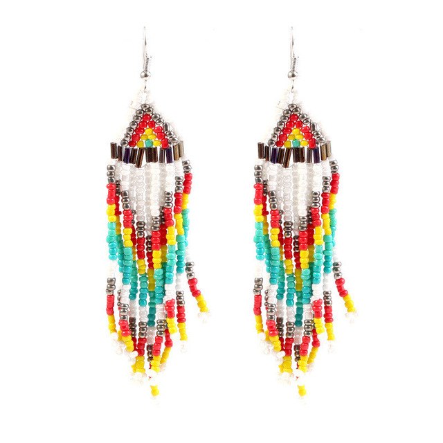 East African Beaded Tassel Earrings