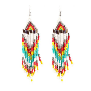 East African Beaded Tassel Earrings