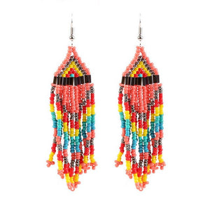 East African Beaded Tassel Earrings