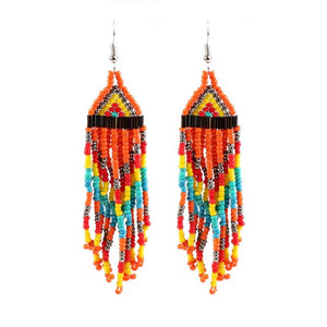 East African Beaded Tassel Earrings