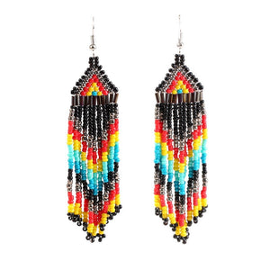 East African Beaded Tassel Earrings